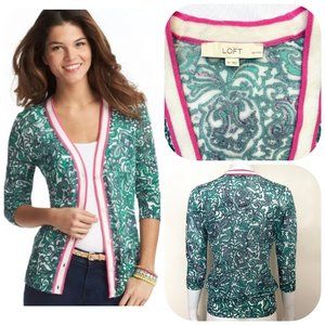 Loft Ann Taylor knit Paisley Print Cardigan